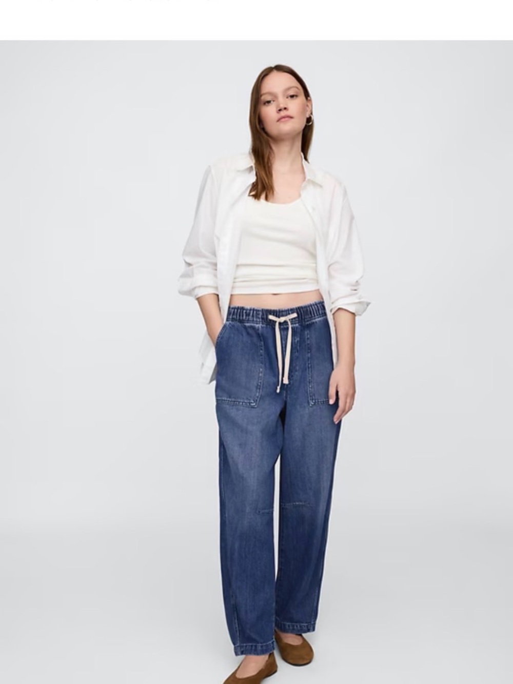 GAP Women's Supersoft Pull-on Barrel Jeans